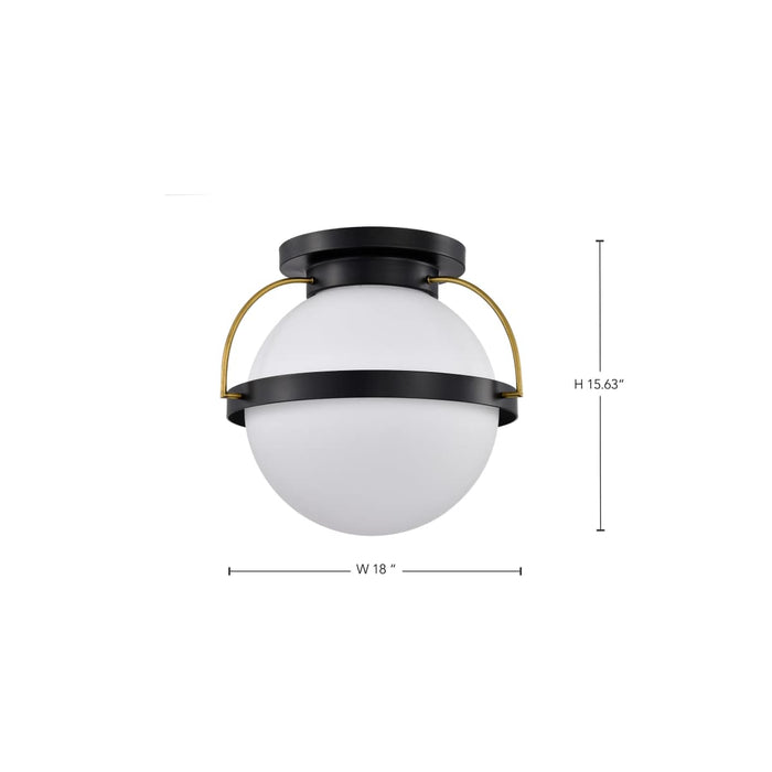 Flush Mount Nuvo 60-7772 Lakeshore 1 Light Large Flush - Matte Black & Natural Brass Finish - White Opal Glass Nuvo