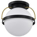 Flush Mount Nuvo 60-7772 Lakeshore 1 Light Large Flush - Matte Black & Natural Brass Finish - White Opal Glass Nuvo