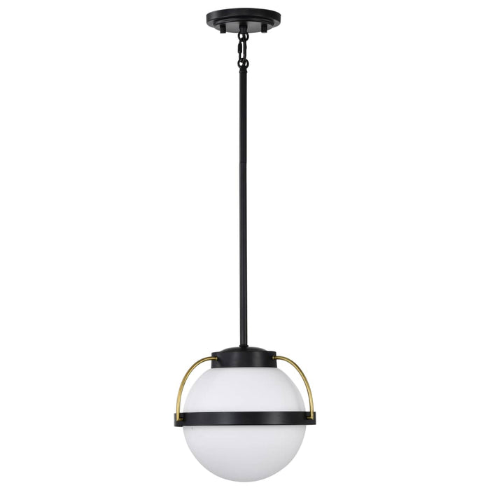 Pendant Nuvo 60-7773 Lakeshore 1 Light Small Pendant - Matte Black & Natural Brass Finish - White Opal Glass Nuvo