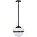 Pendant Nuvo 60-7773 Lakeshore 1 Light Small Pendant - Matte Black & Natural Brass Finish - White Opal Glass Nuvo