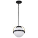 Pendant Nuvo 60-7773 Lakeshore 1 Light Small Pendant - Matte Black & Natural Brass Finish - White Opal Glass Nuvo