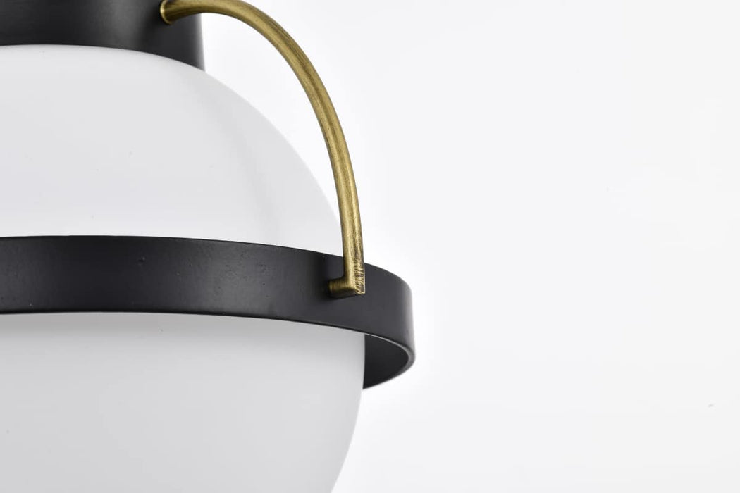Pendant Nuvo 60-7773 Lakeshore 1 Light Small Pendant - Matte Black & Natural Brass Finish - White Opal Glass Nuvo