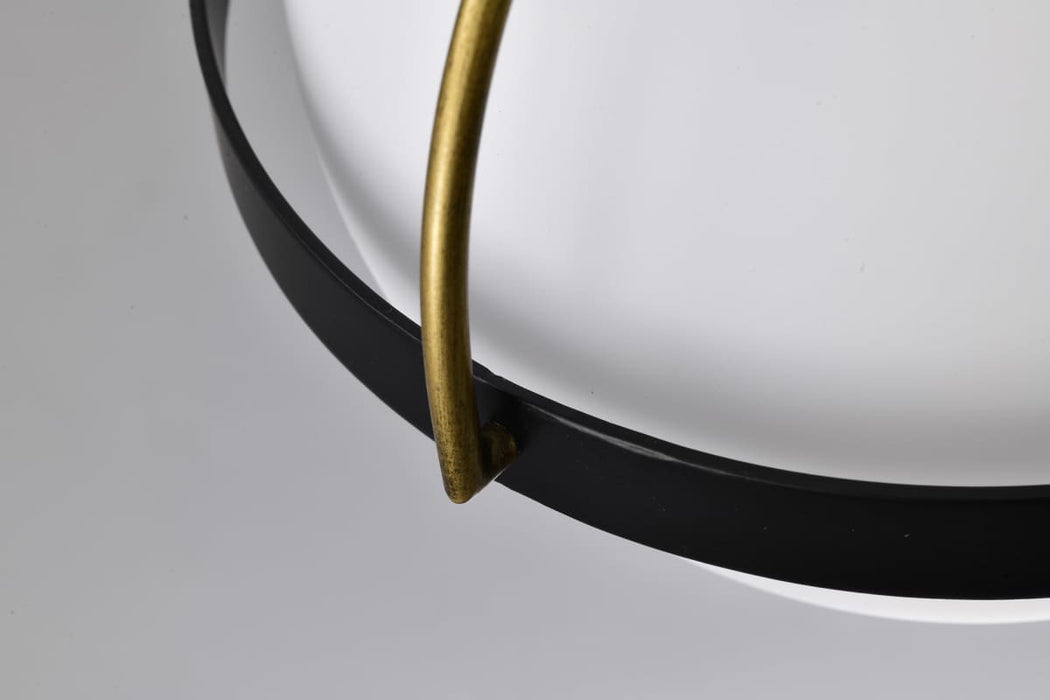 Pendant Nuvo 60-7773 Lakeshore 1 Light Small Pendant - Matte Black & Natural Brass Finish - White Opal Glass Nuvo