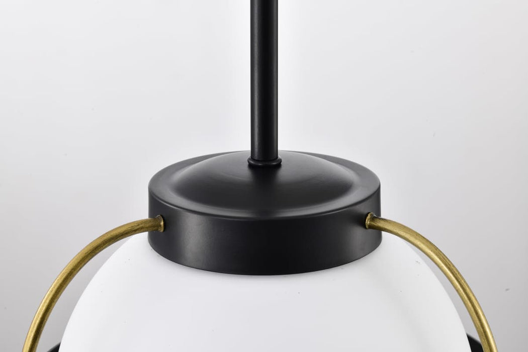 Pendant Nuvo 60-7773 Lakeshore 1 Light Small Pendant - Matte Black & Natural Brass Finish - White Opal Glass Nuvo