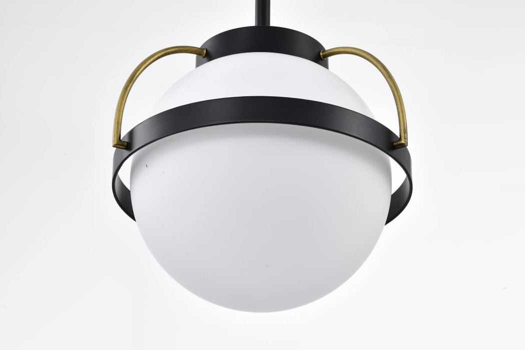 Pendant Nuvo 60-7773 Lakeshore 1 Light Small Pendant - Matte Black & Natural Brass Finish - White Opal Glass Nuvo