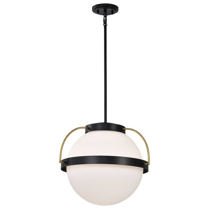 Pendant Nuvo 60-7774 Lakeshore 1 Light Medium Pendant - Matte Black & Natural Brass Finish - White Opal Glass Nuvo