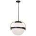 Pendant Nuvo 60-7774 Lakeshore 1 Light Medium Pendant - Matte Black & Natural Brass Finish - White Opal Glass Nuvo