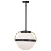 Pendant Nuvo 60-7774 Lakeshore 1 Light Medium Pendant - Matte Black & Natural Brass Finish - White Opal Glass Nuvo