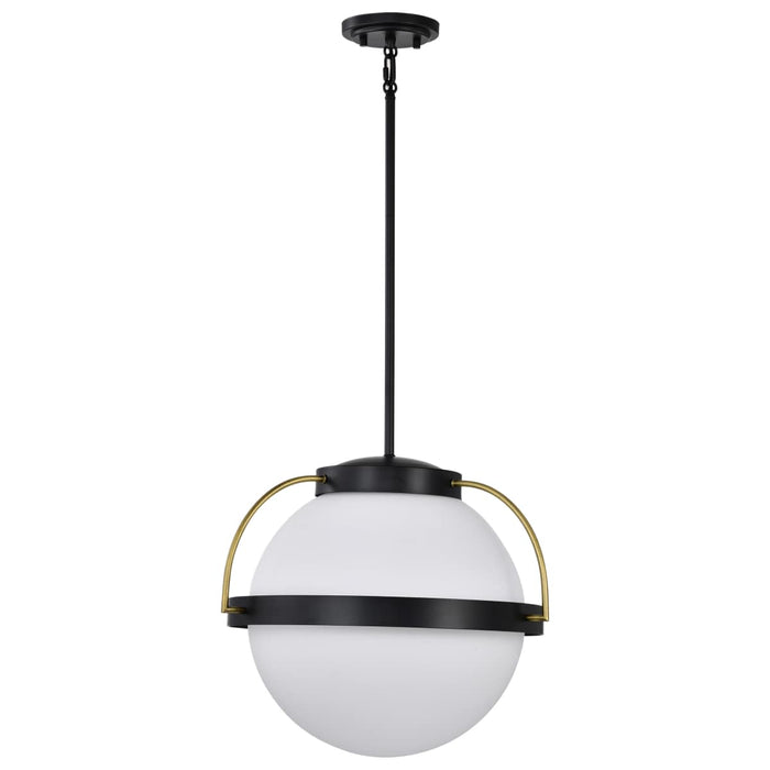 Pendant Nuvo 60-7774 Lakeshore 1 Light Medium Pendant - Matte Black & Natural Brass Finish - White Opal Glass Nuvo