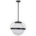 Pendant Nuvo 60-7774 Lakeshore 1 Light Medium Pendant - Matte Black & Natural Brass Finish - White Opal Glass Nuvo
