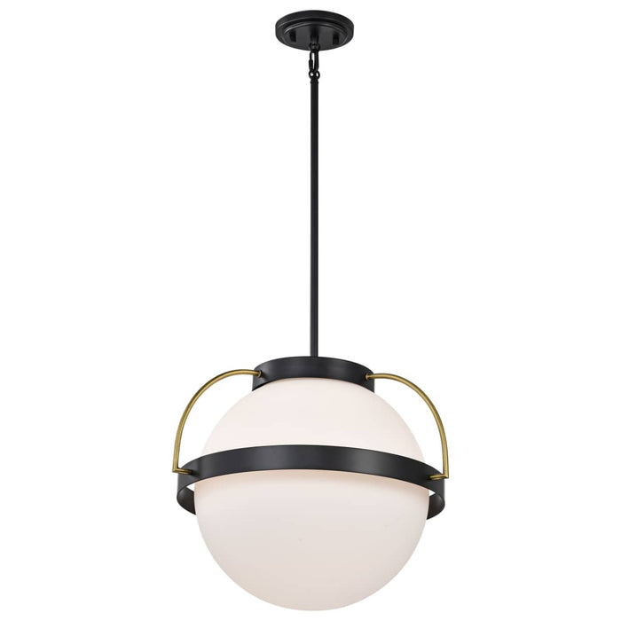 Pendant Nuvo 60-7774 Lakeshore 1 Light Medium Pendant - Matte Black & Natural Brass Finish - White Opal Glass Nuvo
