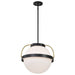 Pendant Nuvo 60-7774 Lakeshore 1 Light Medium Pendant - Matte Black & Natural Brass Finish - White Opal Glass Nuvo