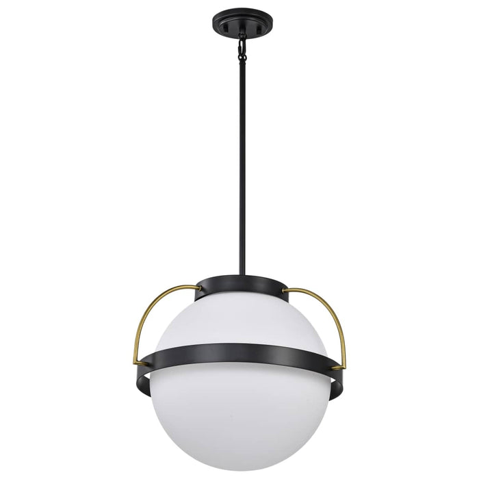 Pendant Nuvo 60-7774 Lakeshore 1 Light Medium Pendant - Matte Black & Natural Brass Finish - White Opal Glass Nuvo