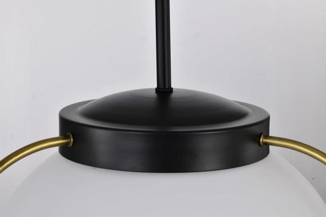 Pendant Nuvo 60-7774 Lakeshore 1 Light Medium Pendant - Matte Black & Natural Brass Finish - White Opal Glass Nuvo