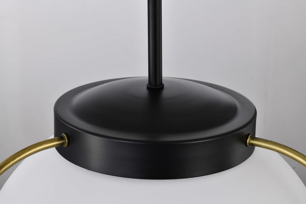 Pendant Nuvo 60-7774 Lakeshore 1 Light Medium Pendant - Matte Black & Natural Brass Finish - White Opal Glass Nuvo