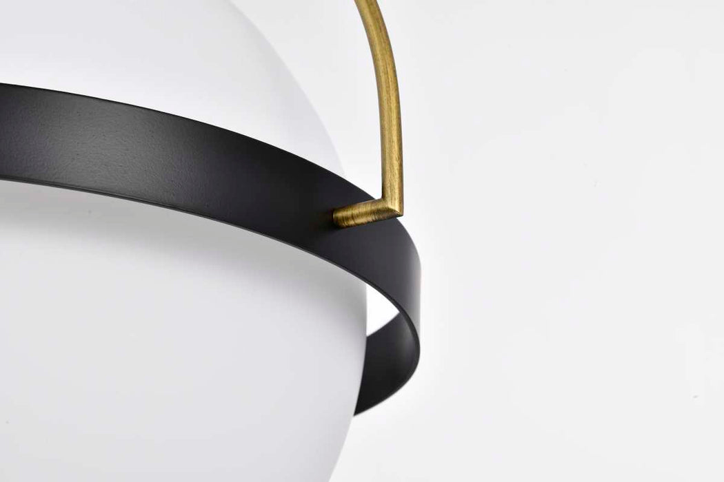 Pendant Nuvo 60-7774 Lakeshore 1 Light Medium Pendant - Matte Black & Natural Brass Finish - White Opal Glass Nuvo