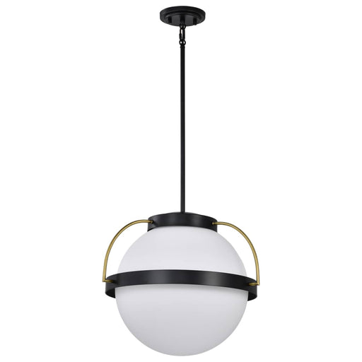 Pendant Nuvo 60-7774 Lakeshore 1 Light Medium Pendant - Matte Black & Natural Brass Finish - White Opal Glass Nuvo