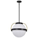 Pendant Nuvo 60-7774 Lakeshore 1 Light Medium Pendant - Matte Black & Natural Brass Finish - White Opal Glass Nuvo