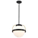 Pendant Nuvo 60-7775 Lakeshore 1 Light Large Pendant - Matte Black & Natural Brass Finish - White Opal Glass Nuvo