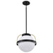 Pendant Nuvo 60-7775 Lakeshore 1 Light Large Pendant - Matte Black & Natural Brass Finish - White Opal Glass Nuvo