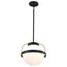Pendant Nuvo 60-7775 Lakeshore 1 Light Large Pendant - Matte Black & Natural Brass Finish - White Opal Glass Nuvo