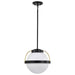 Pendant Nuvo 60-7775 Lakeshore 1 Light Large Pendant - Matte Black & Natural Brass Finish - White Opal Glass Nuvo
