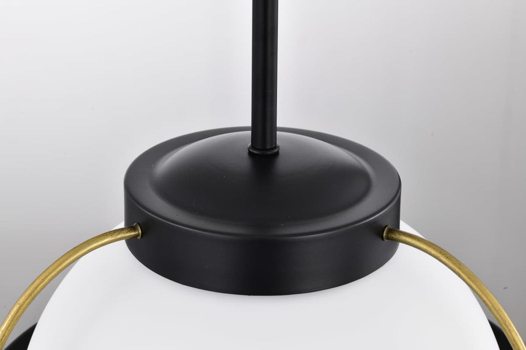 Pendant Nuvo 60-7775 Lakeshore 1 Light Large Pendant - Matte Black & Natural Brass Finish - White Opal Glass Nuvo