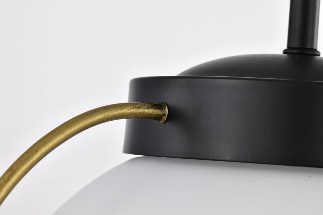 Pendant Nuvo 60-7775 Lakeshore 1 Light Large Pendant - Matte Black & Natural Brass Finish - White Opal Glass Nuvo
