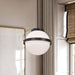 Pendant Nuvo 60-7775 Lakeshore 1 Light Large Pendant - Matte Black & Natural Brass Finish - White Opal Glass Nuvo