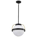 Pendant Nuvo 60-7775 Lakeshore 1 Light Large Pendant - Matte Black & Natural Brass Finish - White Opal Glass Nuvo