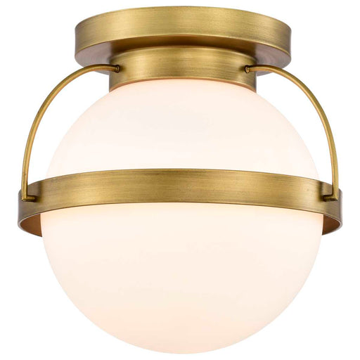 Flush Mount Nuvo 60-7780 Lakeshore 1 Light Small Flush - Natural Brass Finish - White Opal Glass Nuvo