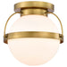 Flush Mount Nuvo 60-7780 Lakeshore 1 Light Small Flush - Natural Brass Finish - White Opal Glass Nuvo