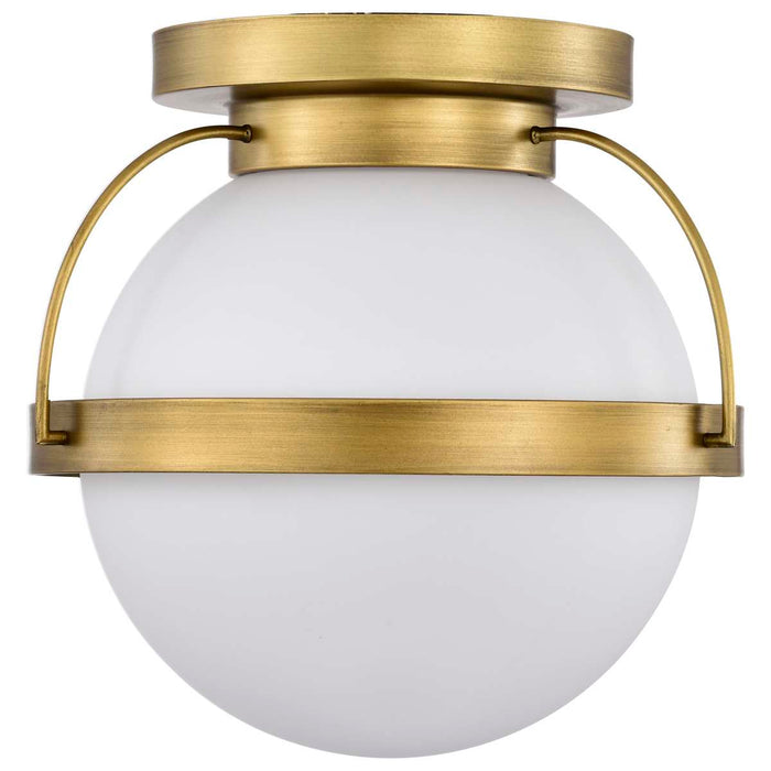 Flush Mount Nuvo 60-7780 Lakeshore 1 Light Small Flush - Natural Brass Finish - White Opal Glass Nuvo