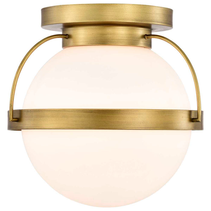 Flush Mount Nuvo 60-7780 Lakeshore 1 Light Small Flush - Natural Brass Finish - White Opal Glass Nuvo