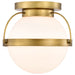 Flush Mount Nuvo 60-7780 Lakeshore 1 Light Small Flush - Natural Brass Finish - White Opal Glass Nuvo
