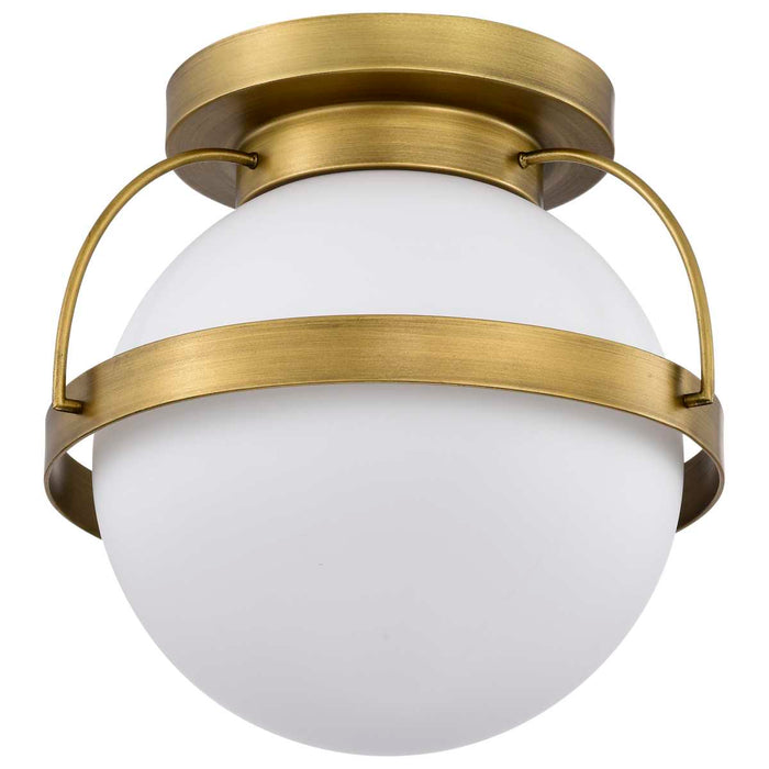 Flush Mount Nuvo 60-7780 Lakeshore 1 Light Small Flush - Natural Brass Finish - White Opal Glass Nuvo