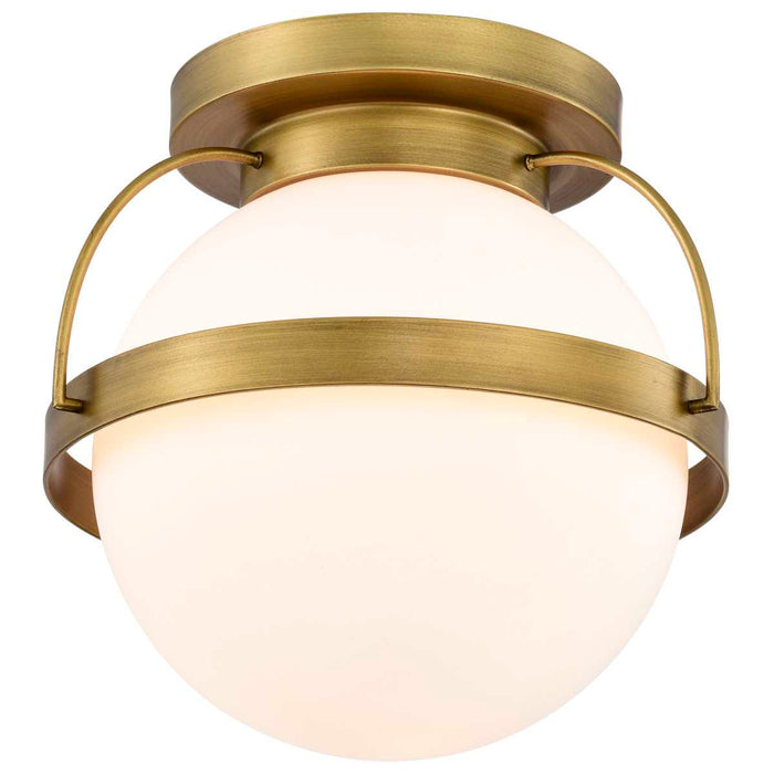 Flush Mount Nuvo 60-7780 Lakeshore 1 Light Small Flush - Natural Brass Finish - White Opal Glass Nuvo