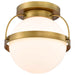 Flush Mount Nuvo 60-7780 Lakeshore 1 Light Small Flush - Natural Brass Finish - White Opal Glass Nuvo