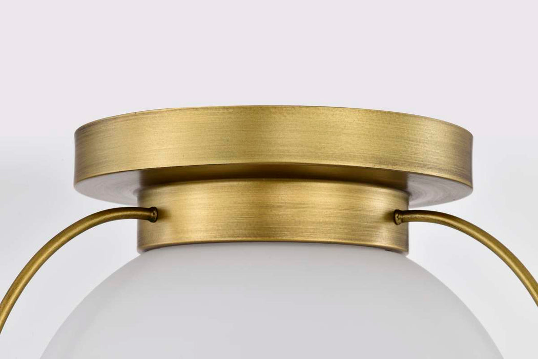 Flush Mount Nuvo 60-7780 Lakeshore 1 Light Small Flush - Natural Brass Finish - White Opal Glass Nuvo