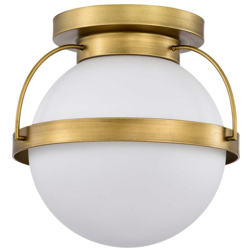 Flush Mount Nuvo 60-7780 Lakeshore 1 Light Small Flush - Natural Brass Finish - White Opal Glass Nuvo