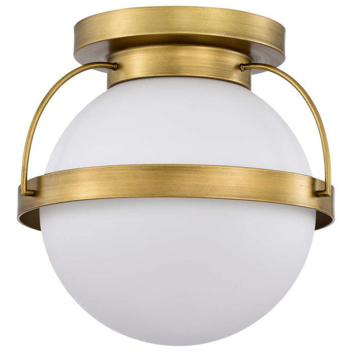 Flush Mount Nuvo 60-7780 Lakeshore 1 Light Small Flush - Natural Brass Finish - White Opal Glass Nuvo