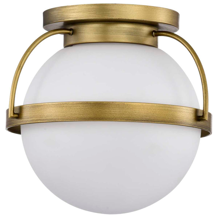 Flush Mount Nuvo 60-7781 Lakeshore 1 Light Medium Flush - Natural Brass Finish - White Opal Glass Nuvo