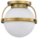 Flush Mount Nuvo 60-7781 Lakeshore 1 Light Medium Flush - Natural Brass Finish - White Opal Glass Nuvo