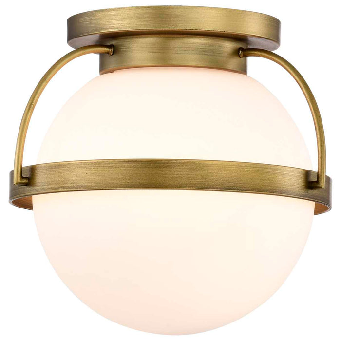 Flush Mount Nuvo 60-7781 Lakeshore 1 Light Medium Flush - Natural Brass Finish - White Opal Glass Nuvo