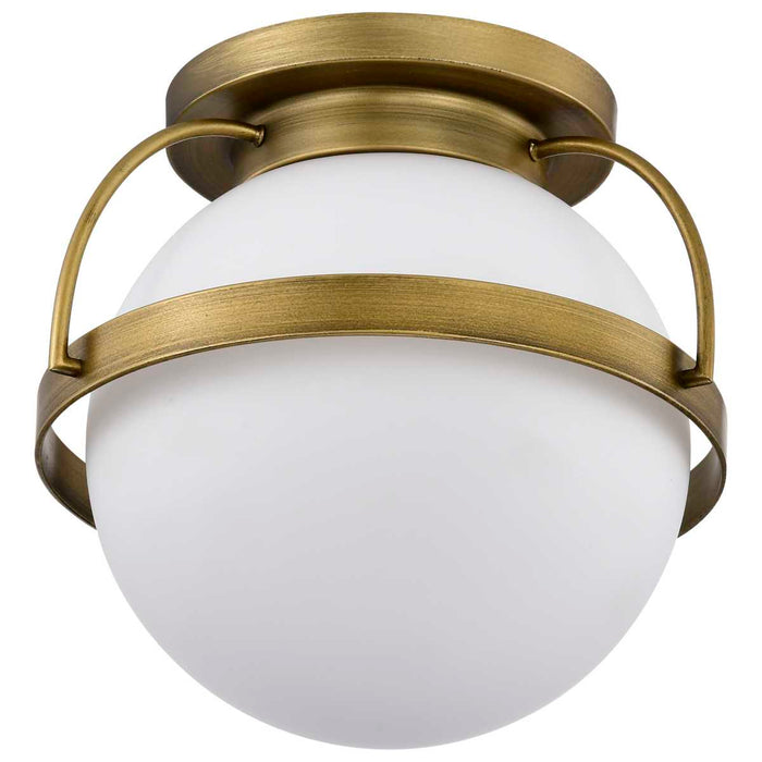Flush Mount Nuvo 60-7781 Lakeshore 1 Light Medium Flush - Natural Brass Finish - White Opal Glass Nuvo