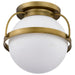 Flush Mount Nuvo 60-7781 Lakeshore 1 Light Medium Flush - Natural Brass Finish - White Opal Glass Nuvo