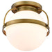 Flush Mount Nuvo 60-7781 Lakeshore 1 Light Medium Flush - Natural Brass Finish - White Opal Glass Nuvo