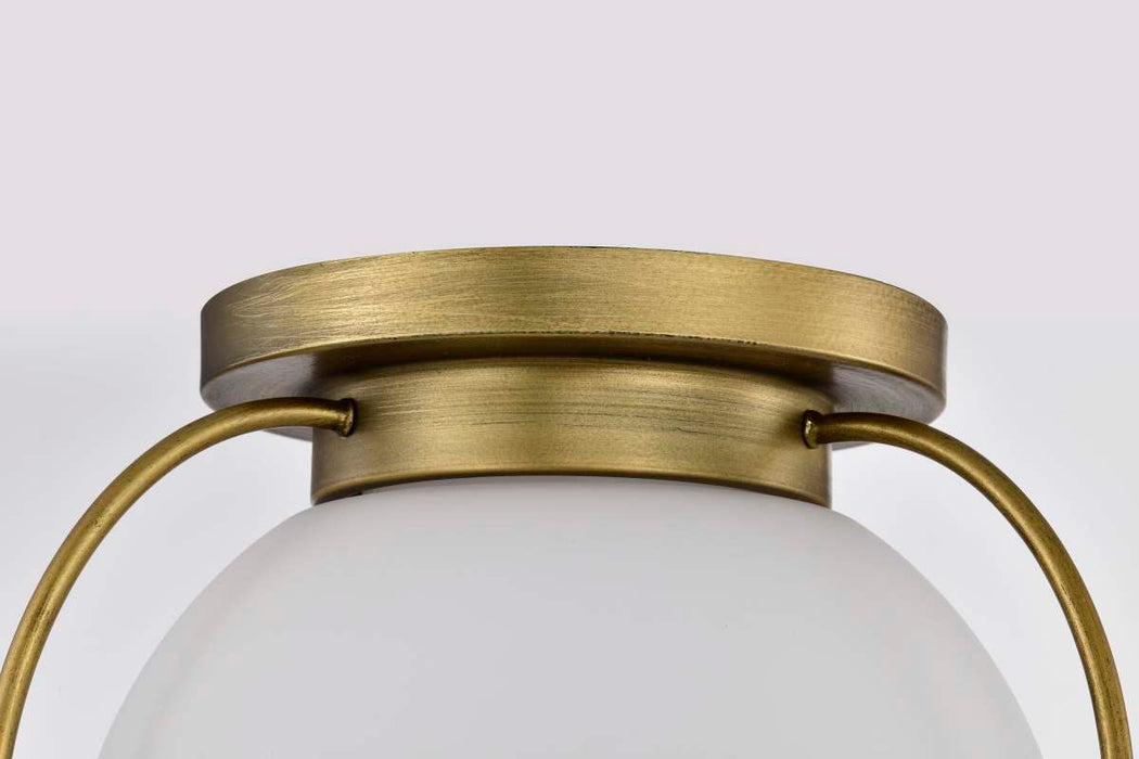 Flush Mount Nuvo 60-7781 Lakeshore 1 Light Medium Flush - Natural Brass Finish - White Opal Glass Nuvo
