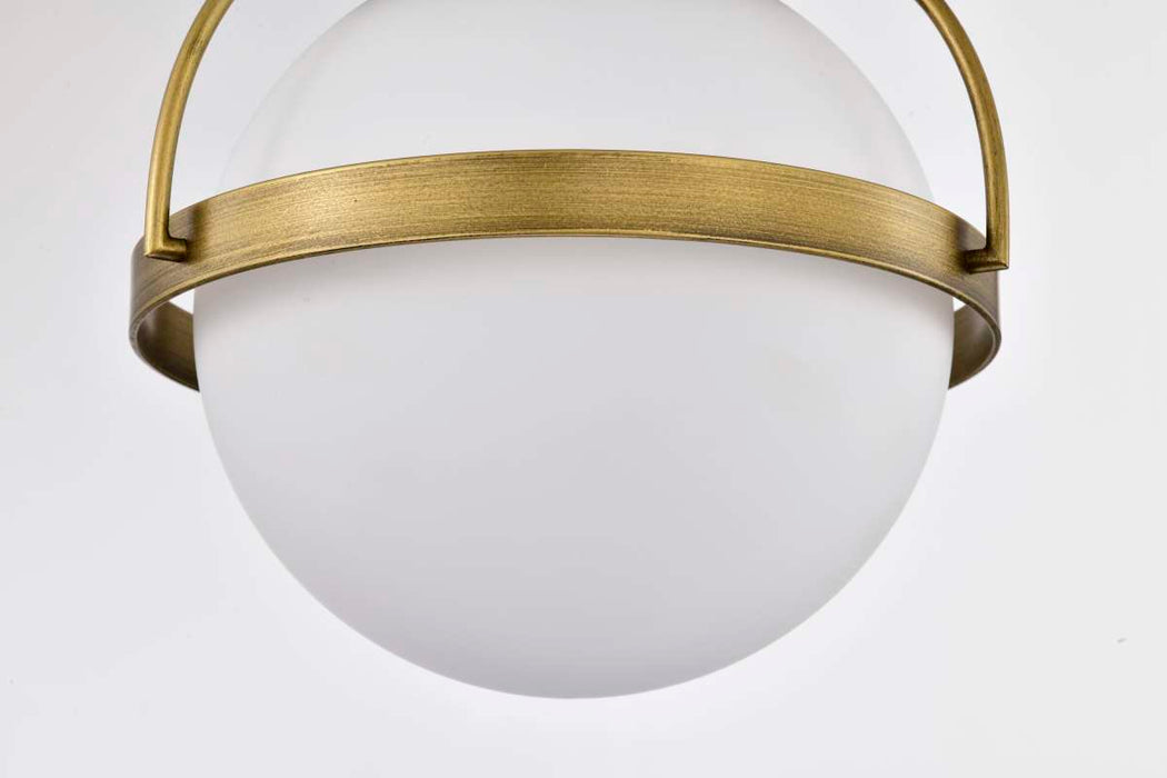 Flush Mount Nuvo 60-7781 Lakeshore 1 Light Medium Flush - Natural Brass Finish - White Opal Glass Nuvo