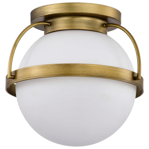 Flush Mount Nuvo 60-7781 Lakeshore 1 Light Medium Flush - Natural Brass Finish - White Opal Glass Nuvo